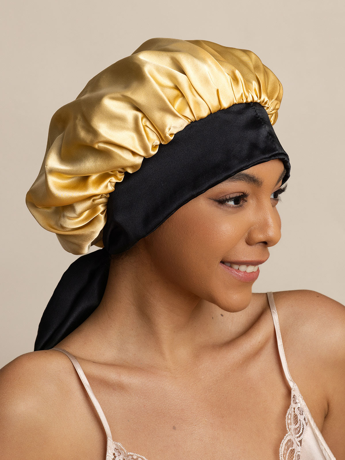 SilkSilky-UK Pure Silk Sleep Cap Champagne 002