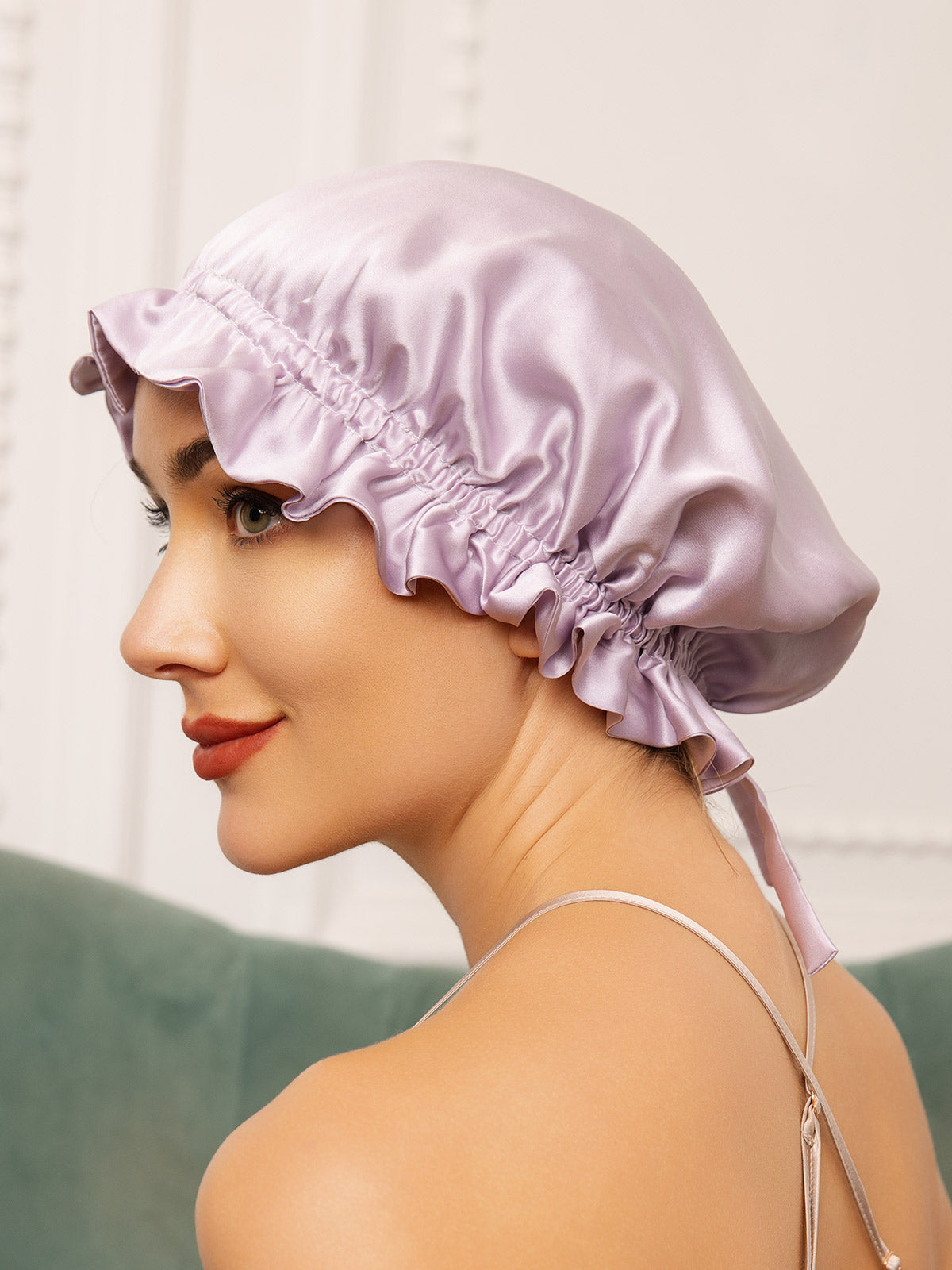 SilkSilky-UK Pure Silk Sleep Cap Lavender 002