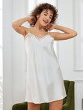 SilkSilky UK Pure Silk Sleeveless V Neck Nightdress White 005