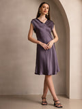 SilkSilky-UK Pure Silk Sleeveless V Neck Nightdress PurpleGray 001