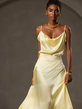 [Yellow] SilkSilky-UK Spaghetti Strap Cowl Neck Camisole 003