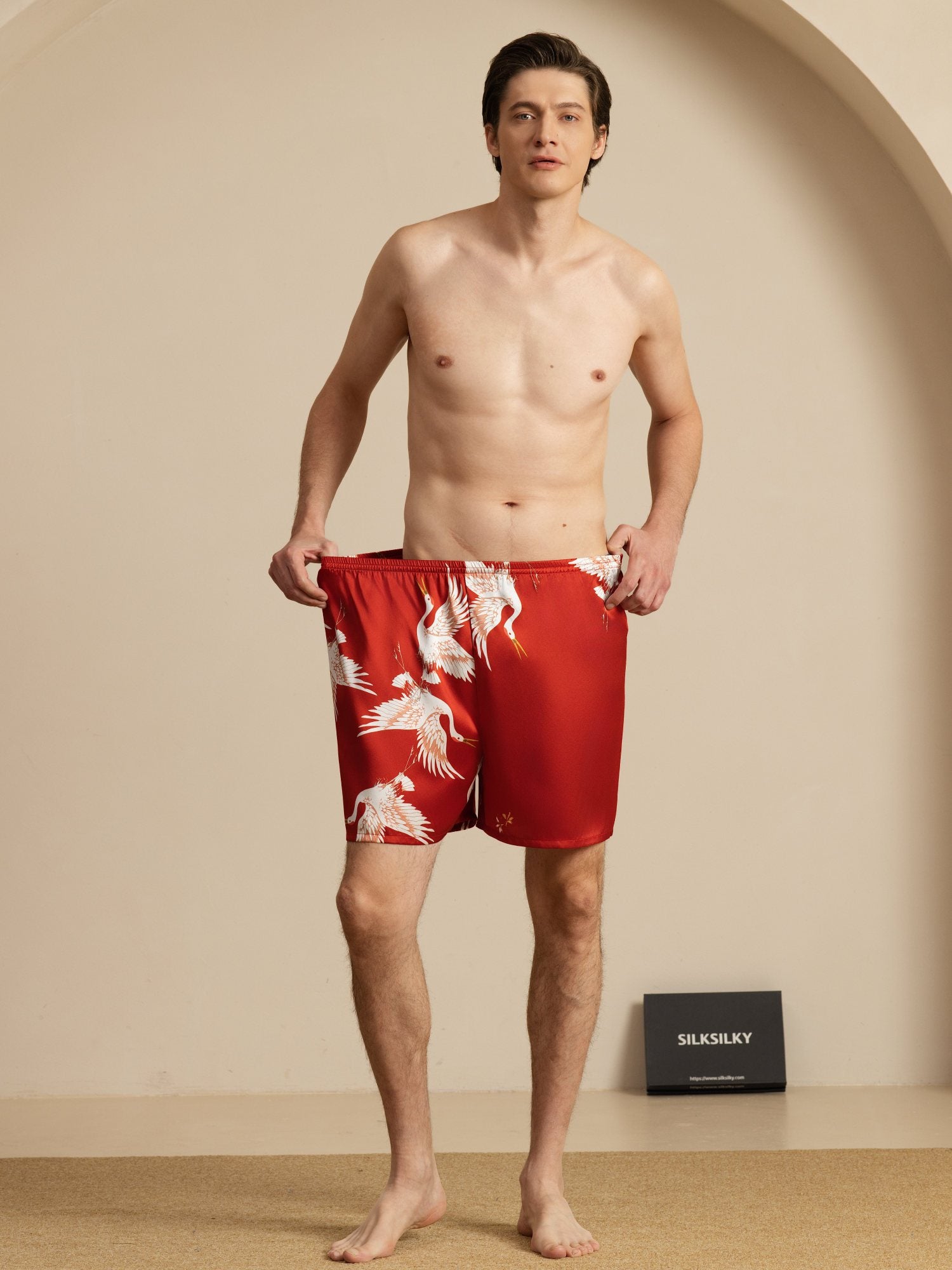 [Wine] SilkSilky-UK 19Momme Mens Sleep Bottoms 007