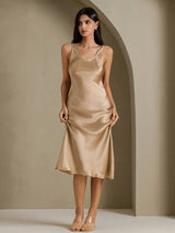 [Champagne Gold] SilkSilky-UK Sleeveless Dress 005