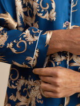 [Navy Dragon] SilkSilky-UK Long Sleeve Lapel Collar Men's Pyjamas 007