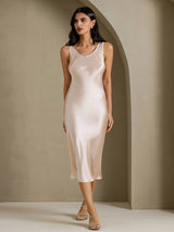 [Beige] SilkSilky-UK Sleeveless Dress 007