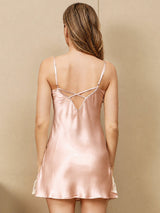[Pink] SilkSilky-UK 3/4 Sleeve V Neck Nightdress&Dressing gowns 005