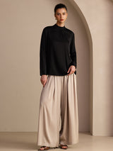 [Black] SilkSilky-UK Long Sleeve Stand Collar Women's Blouse 007