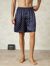 [Navy Chain] SilkSilky-UK Pure Silk Mens Sleep Bottoms 001,