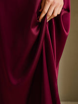 [Dark Red] SilkSilky-UK Short Sleeve Crew Neck Dress 005
