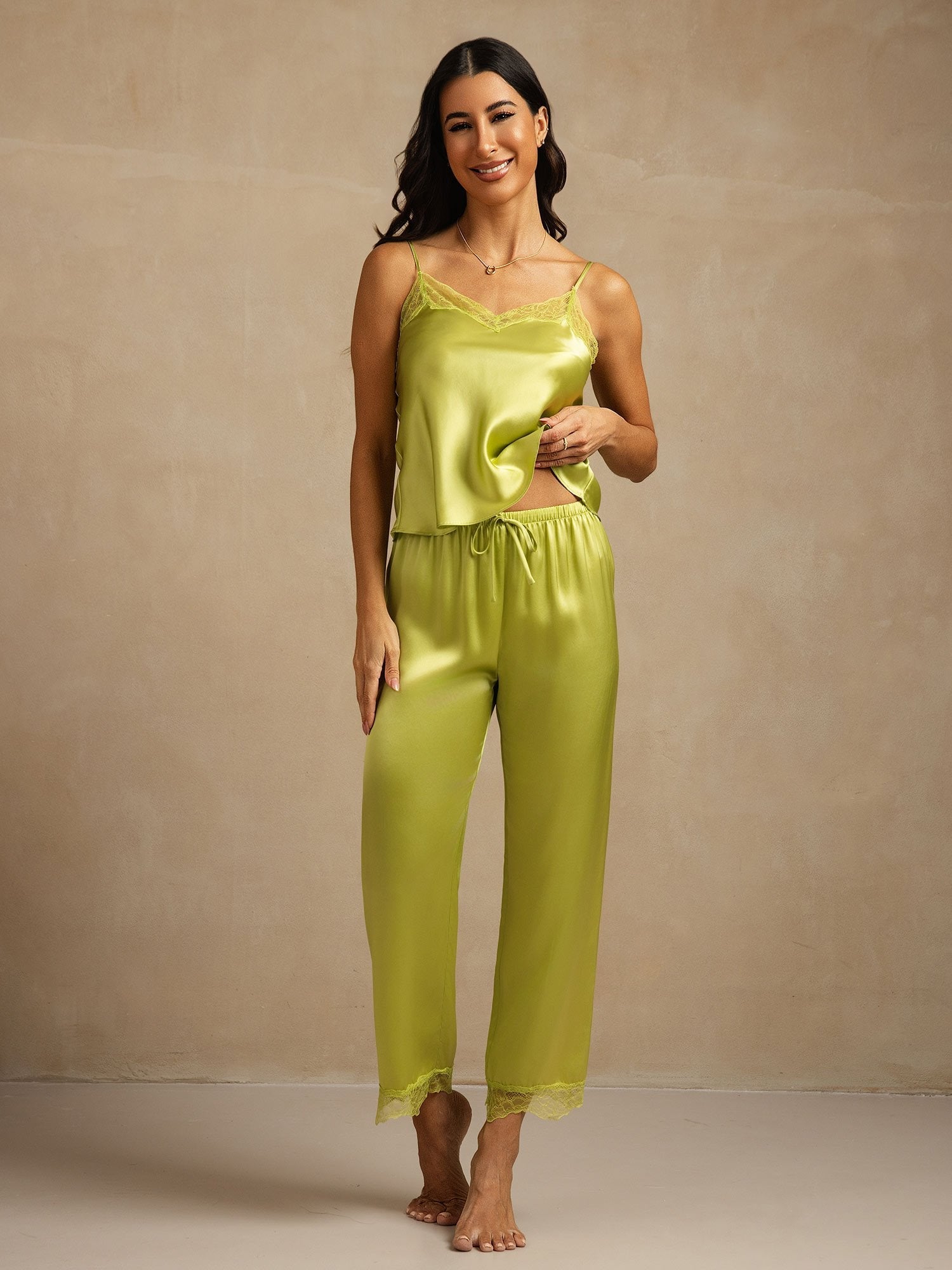 [Mint Green] SilkSilky-UK Pure Silk Camisole Set 001