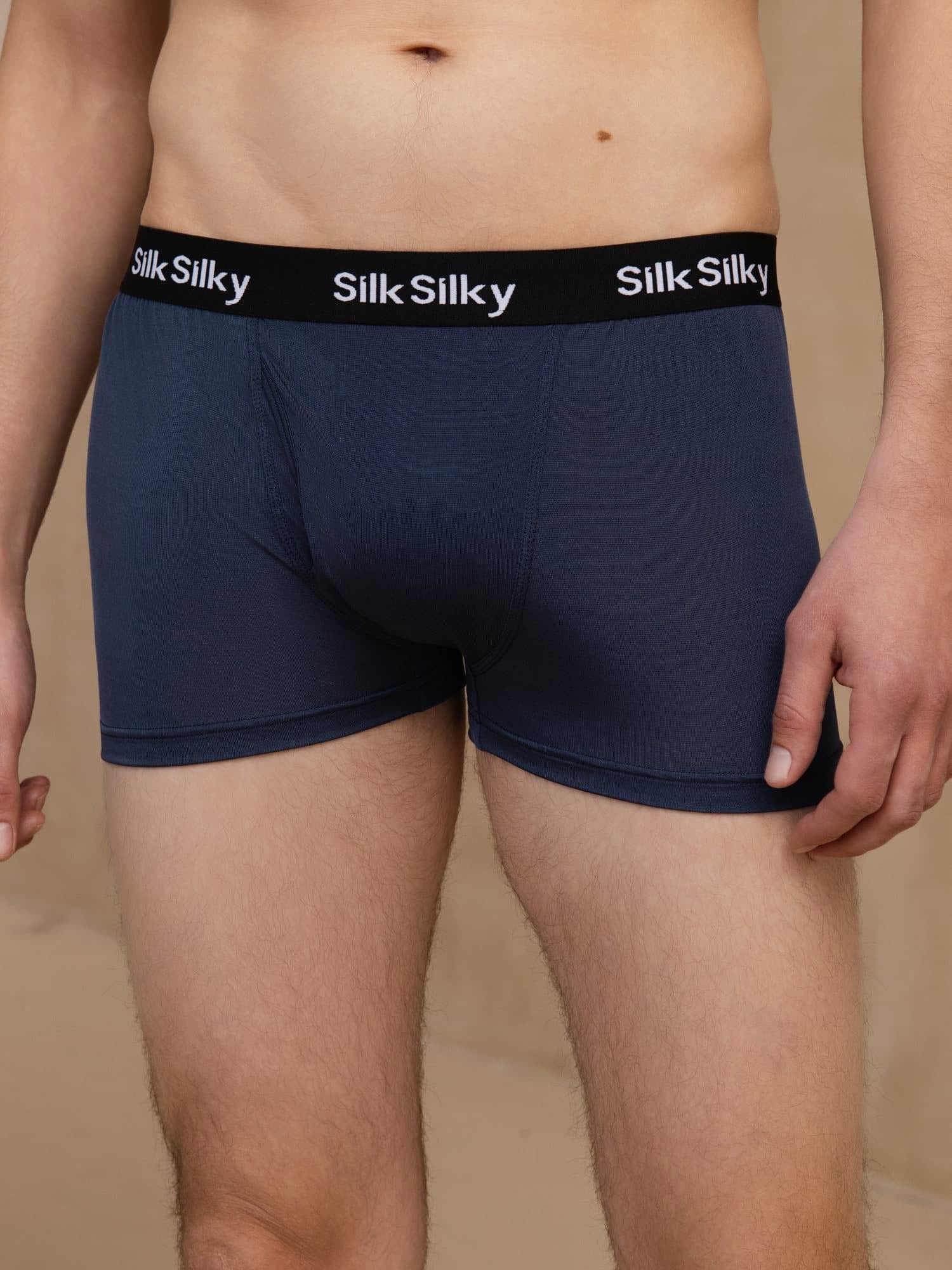 [Dark Blue] SilkSilky-UK 100% Silk Jersey Men's Underwear 003