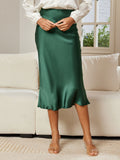 SilkSilky-UK 19Momme Pure Silk Skirt DarkGreen 002