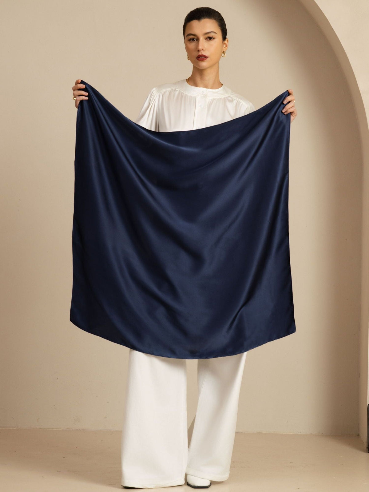 [Dark Blue] SilkSilky-UK Scarf 001