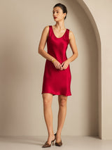 [Wine] SilkSilky-UK Sleeveless Scoop Neck Nightdress 005