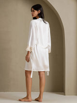 [White] SilkSilky-UK 3/4 Sleeve Women's Dressing Gown 002