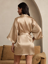 [Champagne Gold] SilkSilky-UK 3/4 Sleeve Women's Dressing Gown 002