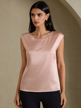 [Tuscany] SilkSilky-UK Cap Sleeve Round Neck Women's T-Shirt 003