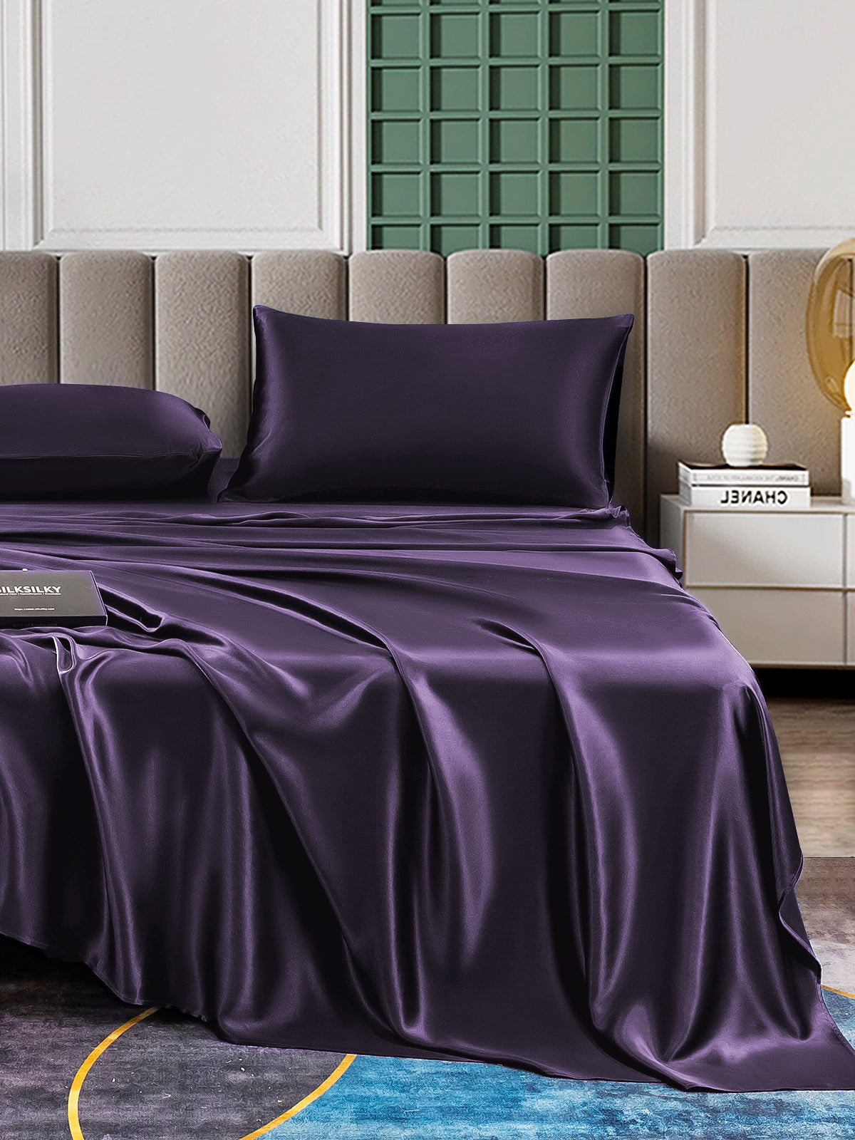 [Deep Purple] SilkSilky-UK 22Momme Pure Silk Bedding Set 005,