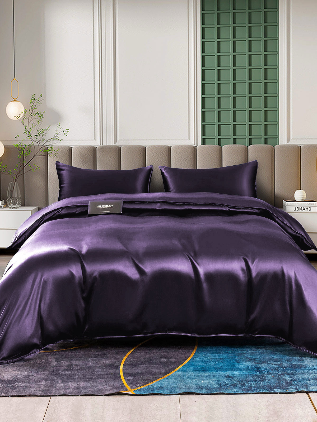 SilkSilky UK 25Momme Pure Silk Bedding Set DeepPurple 002