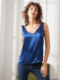 SilkSilky UK Pure Silk Sleeveless V Neck Camisole DarkBlue 005