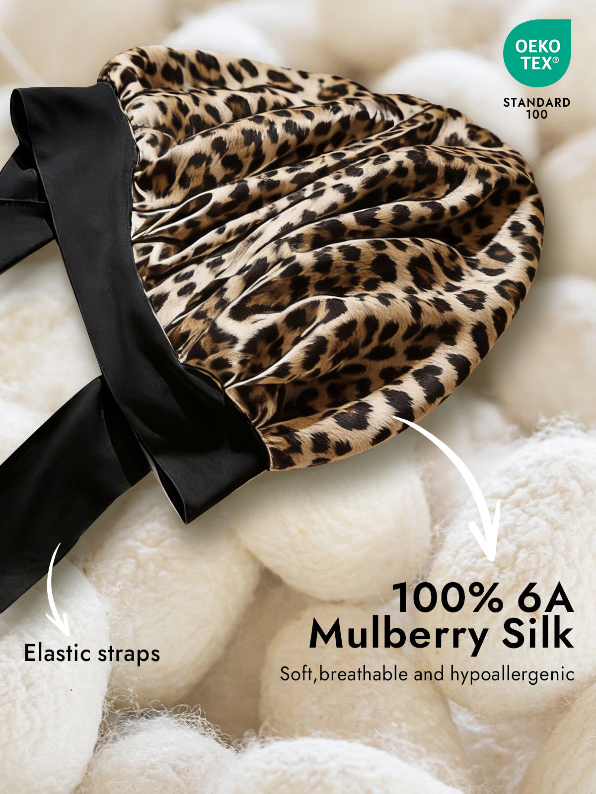 [Leopard] SilkSilky-UK Pure Silk Sleep Cap 002