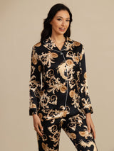 [Black Dragon] SilkSilky-UK Long Sleeve Lapel Collar Women's Pyjamas 004