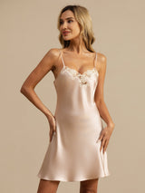 [Pink] SilkSilky-UK Spaghetti Strap V Neck Nightdress 007