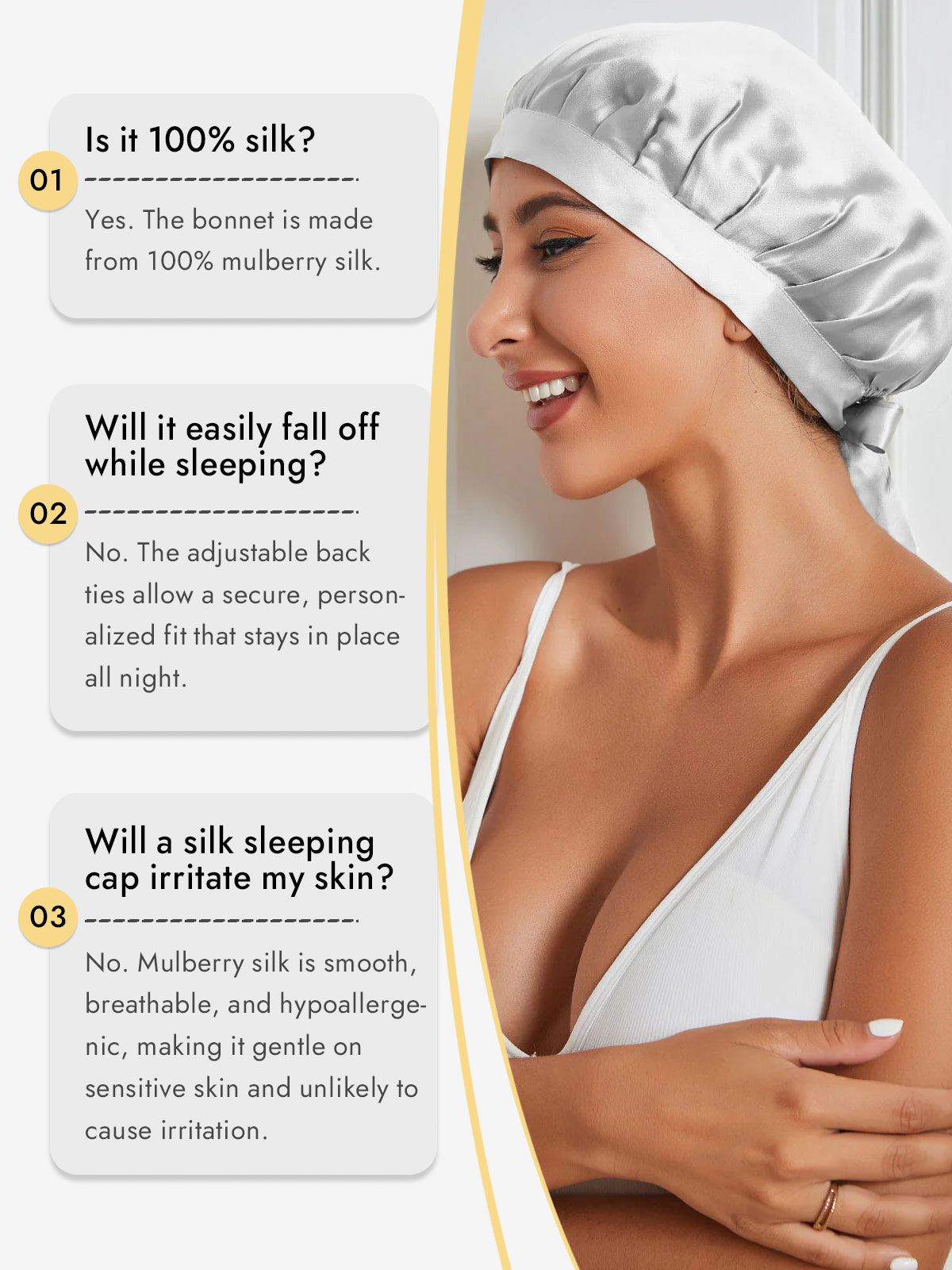 [Silver] SilkSilky-UK Pure Silk Sleep Cap 006