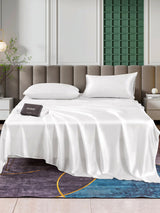 [White] SilkSilky-UK 25Momme Bed Linen Set 001