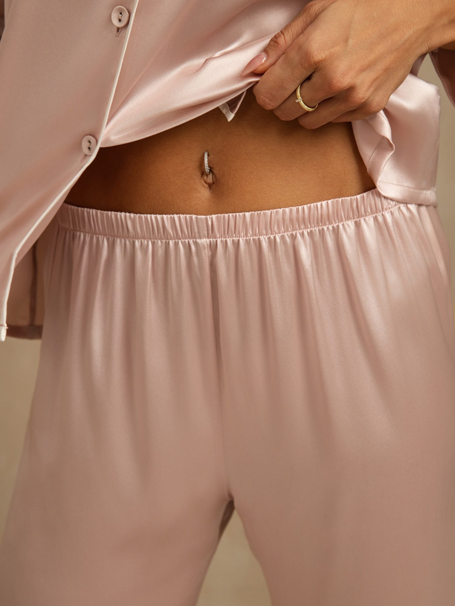 [Pink] SilkSilky-UK Pure Silk Collar Women's Pyjamas 005
