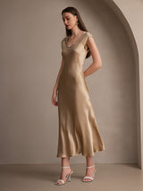 [Champagne] SilkSilky-UK Cap Sleeve Dress 005