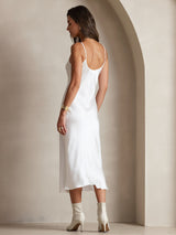 [White] SilkSilky-UK Spaghetti Strap V Neck Dress 002