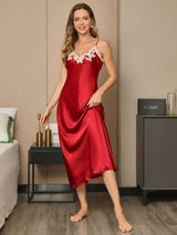 [Wine] SilkSilky-UK Spaghetti Strap V Neck Dress 001