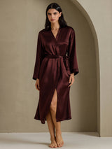 [Brown] SilkSilky-UK Long Sleeve Women's Dressing Gown 003