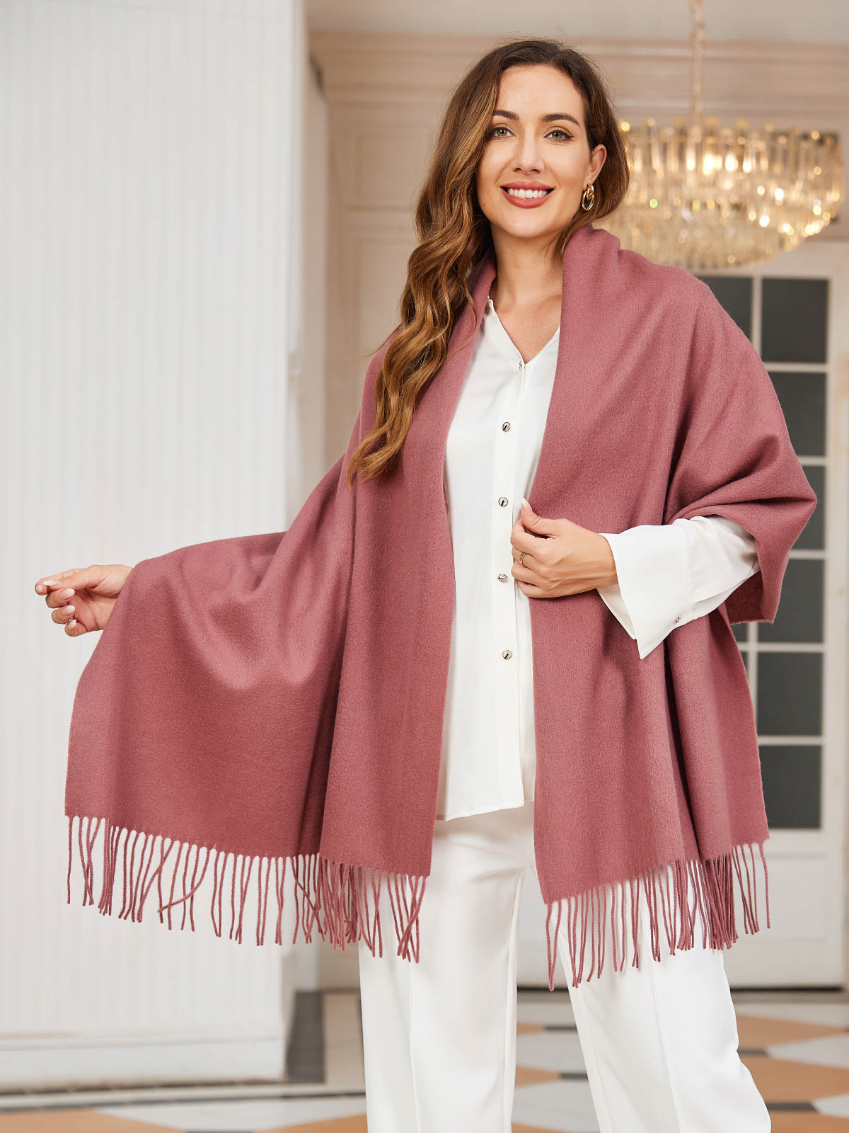 [Pale Mauve] SilkSilky-UK Wool Scarf 001