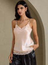[Pink] SilkSilky-UK Spaghetti Strap V Neck Camisole 003