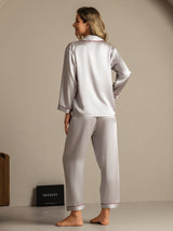 [Silver] SilkSilky-UK Long Sleeve Notch Collar Women's Pyjamas 002