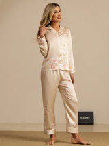[Champagne] SilkSilky-UK Long Sleeve Lapel Collar Women's Pyjamas 003
