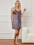 SilkSilky UK Pure Silk Sleeveless V Neck Nightdress PurpleGray 005