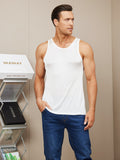 SilkSilky UK Silk Knitted Sleeveless Round Neck Men's T Shirt White 003