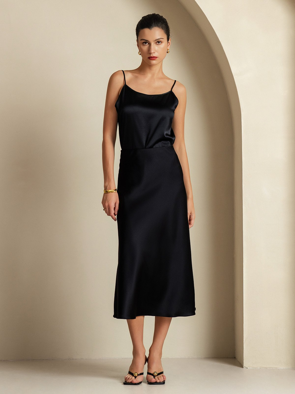 [Black] SilkSilky-UK 19Momme Pure Silk Womens Outfit Sets 007,