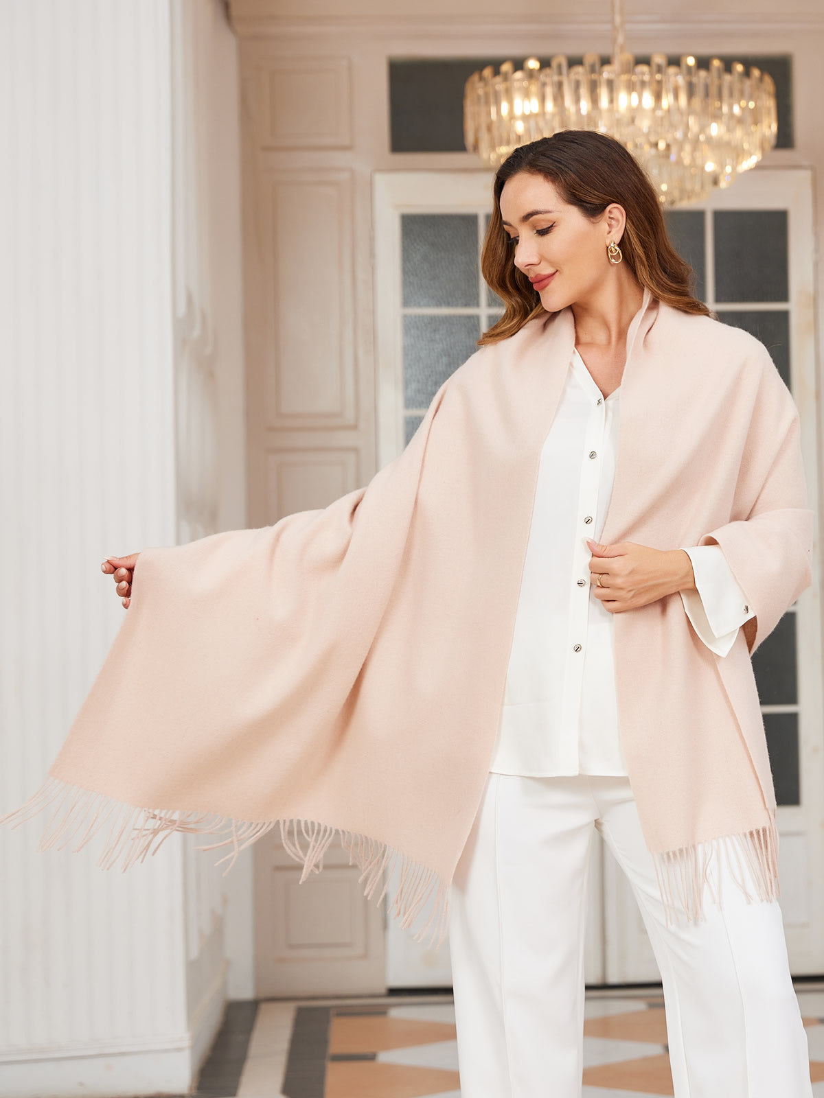 [Beige] SilkSilky-UK Wool Scarf 001