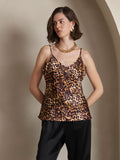 SilkSilky UK Pure Silk Sleeveless V Neck Camisole Leopard 001