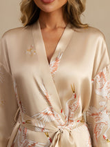 [Champagne] SilkSilky-UK 3/4 Sleeve Women's Dressing Gown 005