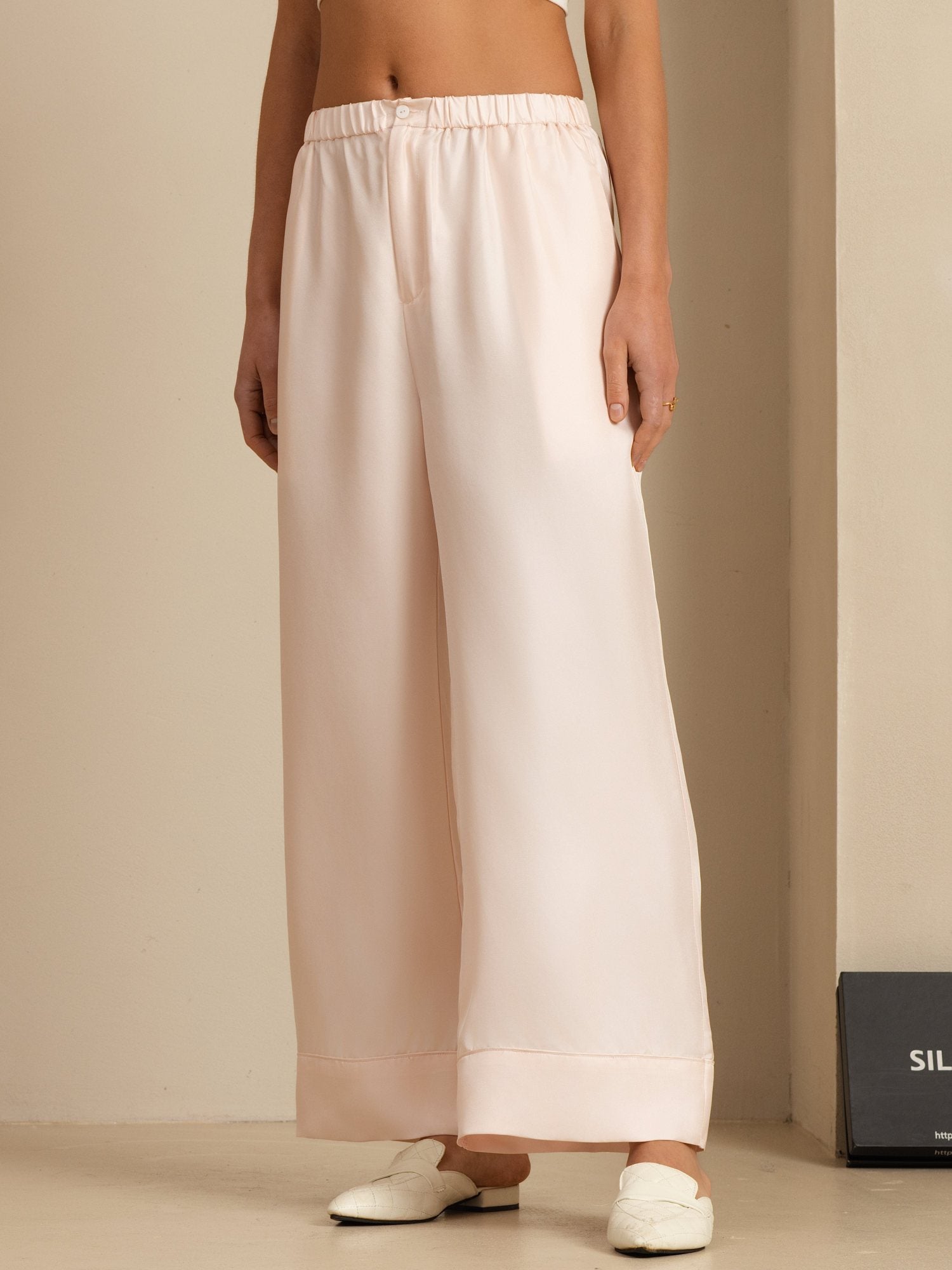 [Pink] SilkSilky-UK 18Momme Silk Satin Surah Womens Pants 004