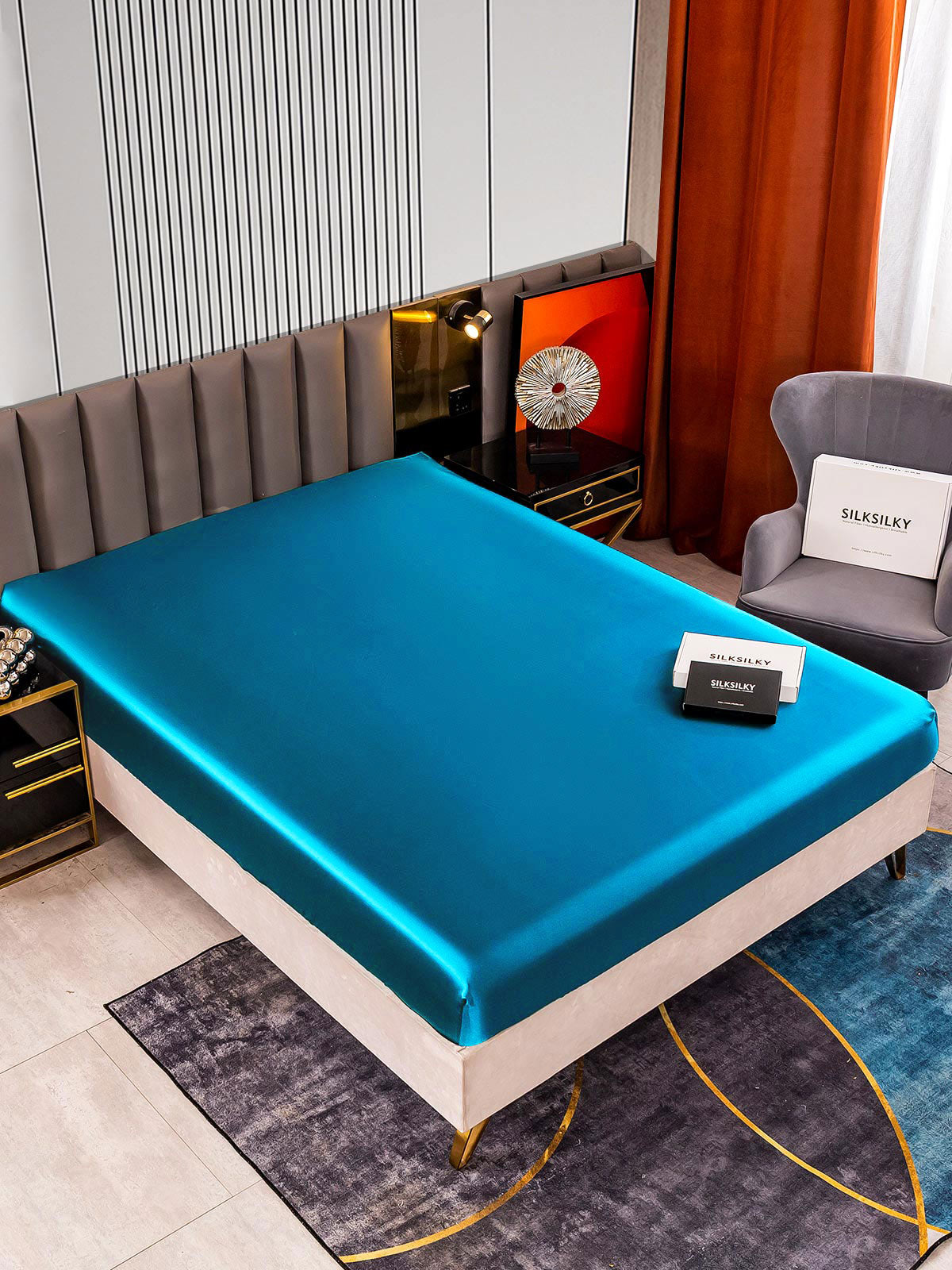 [Teal] SilkSilky-UK 22Momme Pure Silk Sheet 002