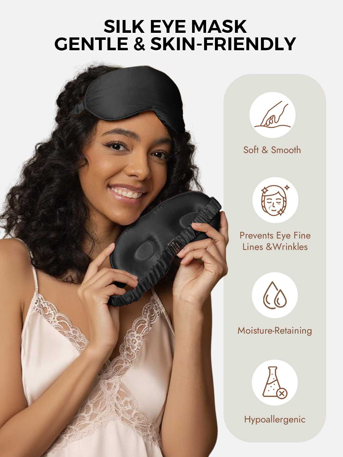 [Black] SilkSilky-UK Pure Silk Eye Mask 003