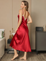[Wine] SilkSilky-UK Spaghetti Strap V Neck Dress 002