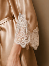 [Champagne] SilkSilky-UK 3/4 Sleeve V Neck Nightdress&Dressing gowns 010