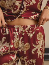[Wine Dragon] SilkSilky-UK Long Sleeve Notch Collar Women's Pyjamas 005